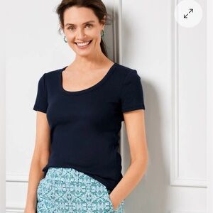 TALBOTS Indigo Blue Pima Cotton Scoop Neck Tee XS